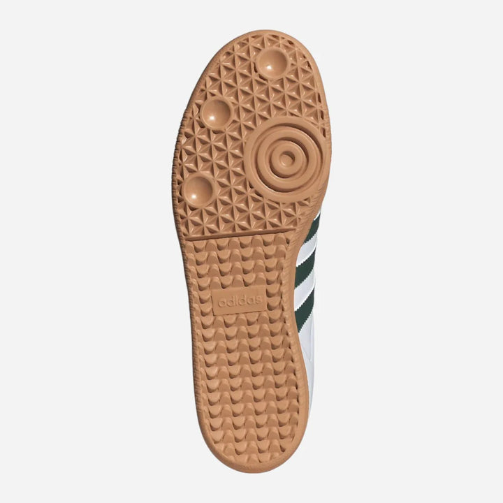 Adidas Samba Femme – Baskets blanches 3 bandes vertes semelle gomme style rétro