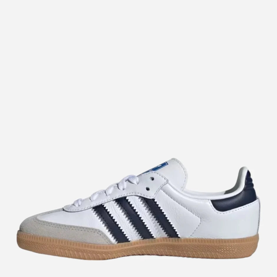 Adidas Samba Enfant – Baskets blanches bandes noires semelle gomme style rétro junior