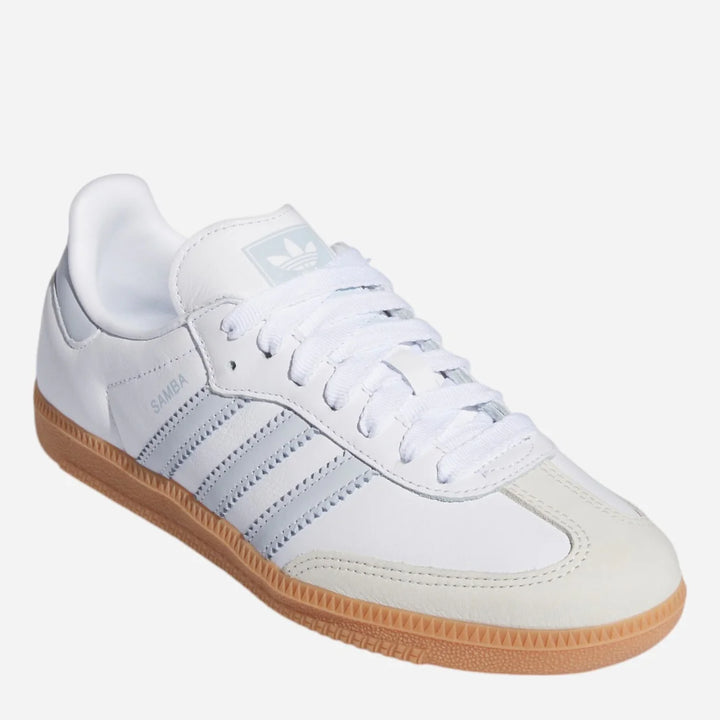 Adidas Samba Femme – Baskets blanches bandes blanches semelle gomme style rétro