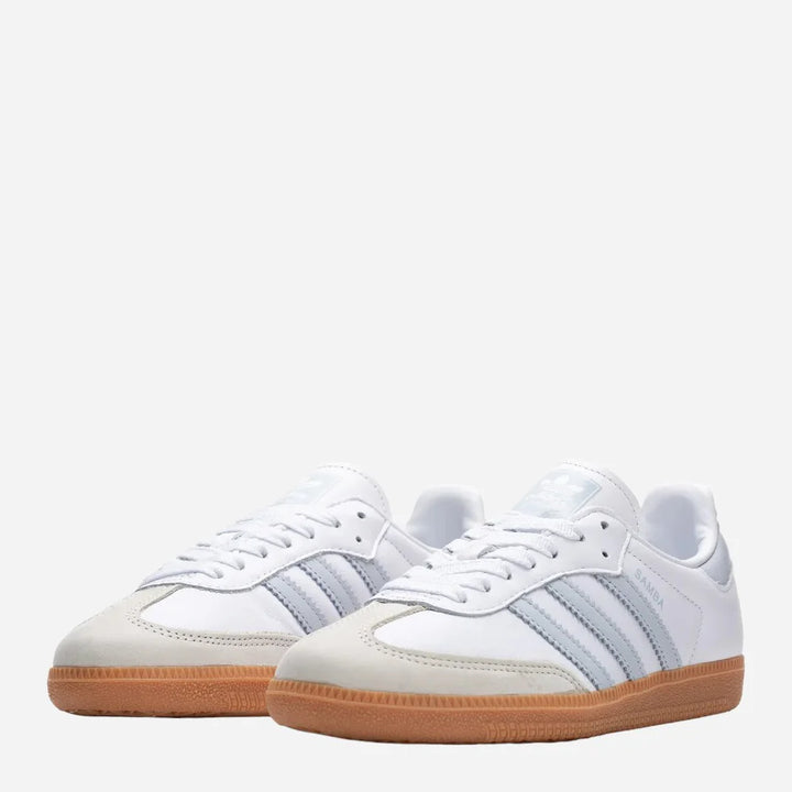 Adidas Samba Femme – Baskets blanches bandes blanches semelle gomme style rétro