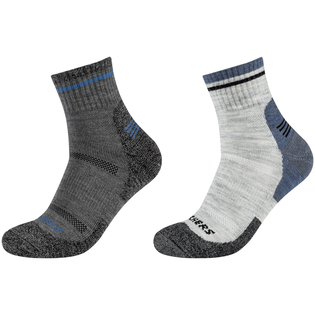 Skechers 2PK Men Trail Wool Quarter – Men – Grey / Blue