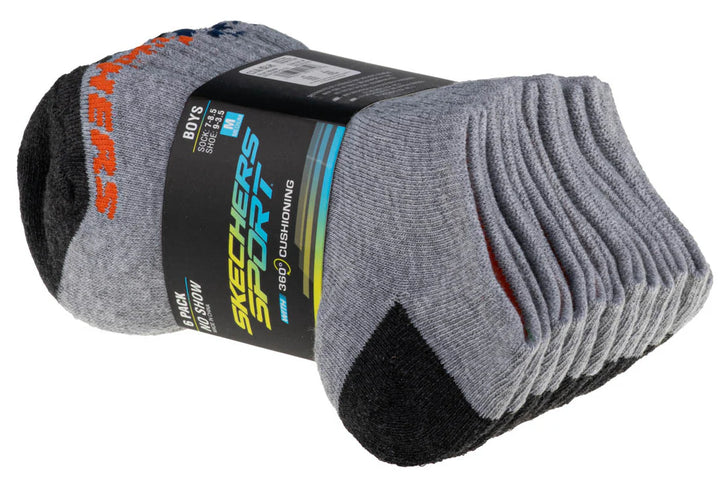 Skechers Boys 6pk No Show  – Kids – Grey