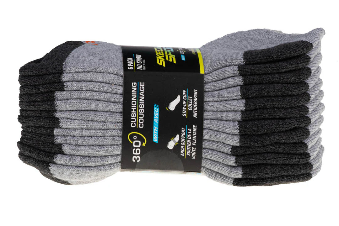 Skechers Boys 6pk No Show  – Kids – Grey